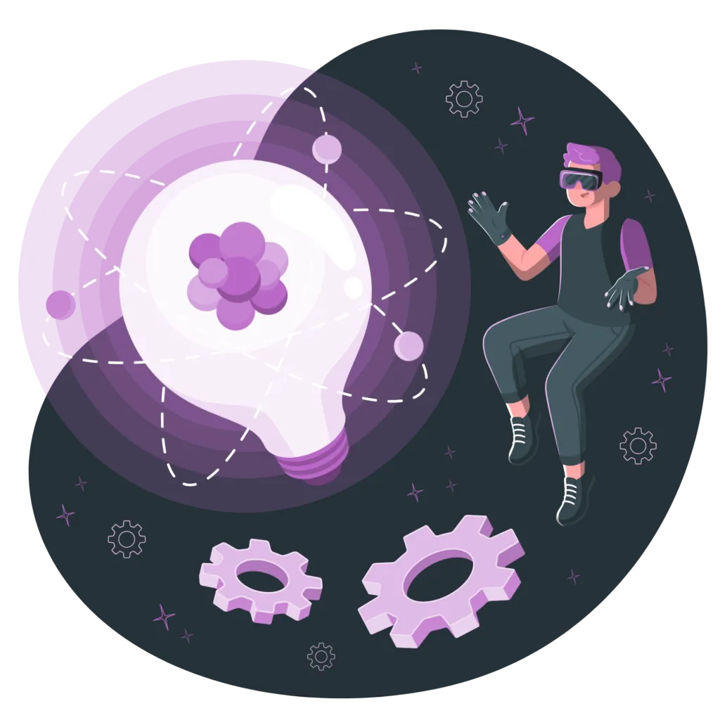 An individual ideating and observing technology